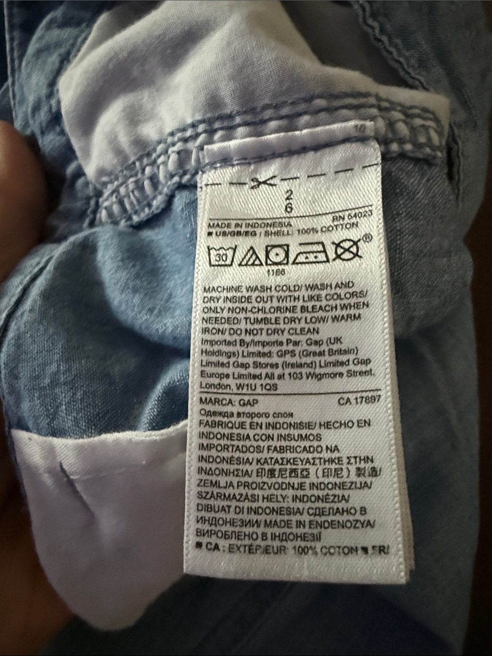 GAP Chambray Straight Leg Pants in Light Blue Size 2 - Picture 9 of 9